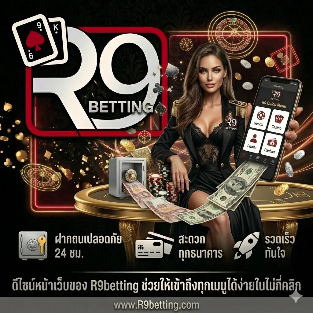 ดีไซน์หน้าเว็บของ R9betting ช่วยให้เข้าถึงทุกเมนูได้ง่ายในไม่กี่คลิก